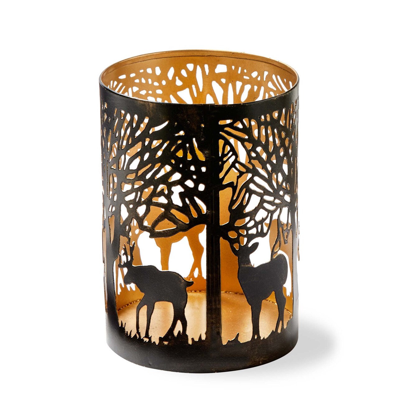 Forest Luminary Small Black Iron Candle Holders for Pillar, Tealight & Votive Candles - 4" x 4" x 6" - Christmas Decor